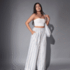 Striped Cotton Co-ord Set with Tube Top & Wide-Leg Pants