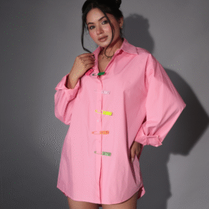 Oversized Pink Shirt Dress