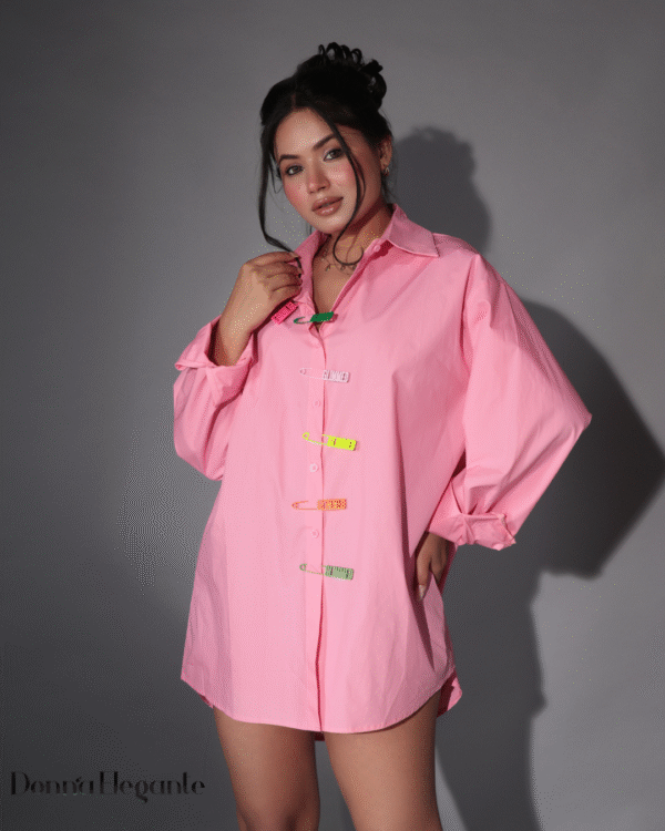 Oversized Pink Shirt Dress