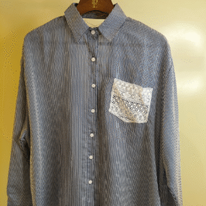 Lace back button-down Women's Striped Shirt