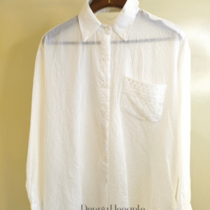 Lace-back button-down white shirt