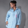 Sky Blue Oversized Shirt Dress for Women |