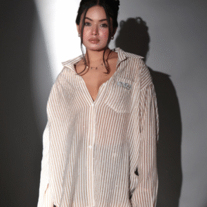 Oversized Sequin Stripe Shirt for Women