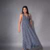 Blue Checkered Halter Maxi Dress