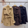 Belted trench coat in beige, brown, and navy for women – stylish, tailored outerwear with a modern twist
